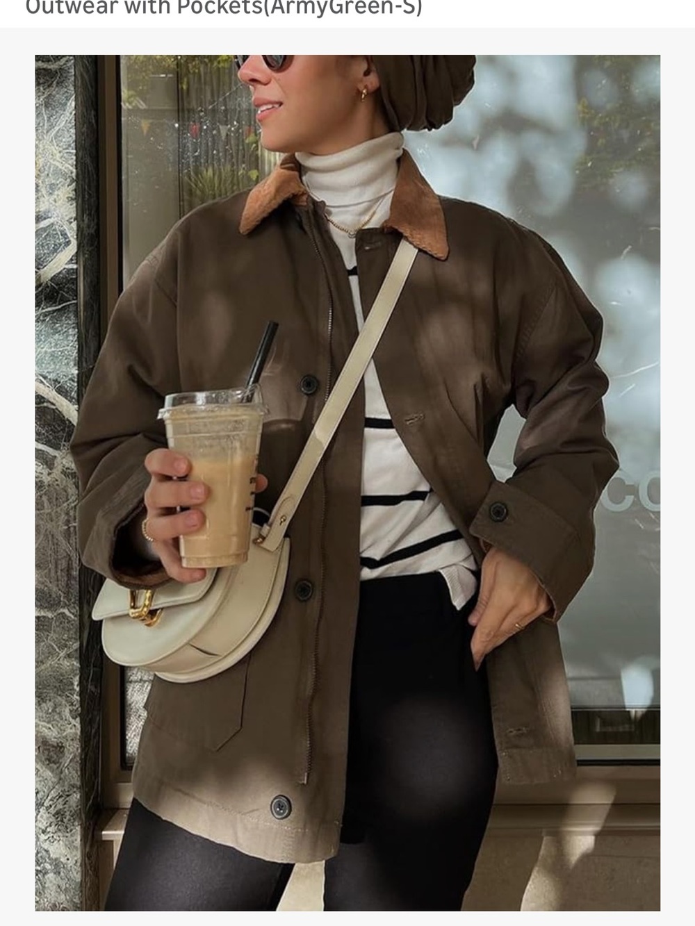 Olive Green Field Jacket with Tan Corduroy Collar